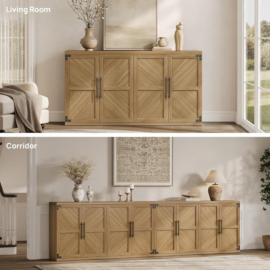 Large Modern Sideboard Buffet Cabinet with 4 Door, Storage Credenza | Modern Sideboard Buffet Cabinets, Large