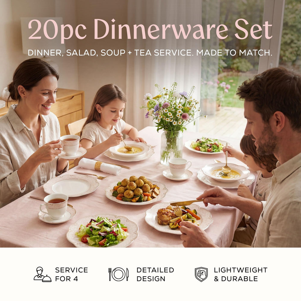 Sandra Bone China Dinnerware Set, 20-Piece