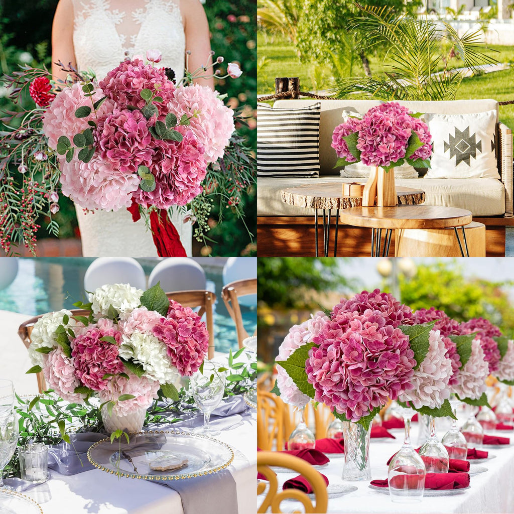 3PCS 21In Magenta Real Touch Artificial Hydrangea