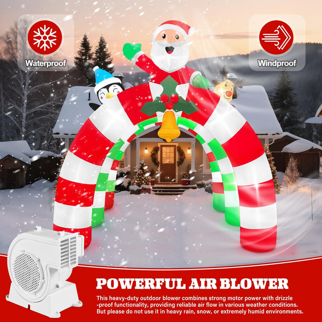 12FT Christmas Inflatable Archway, Santa Elk Inflatable Tunnel