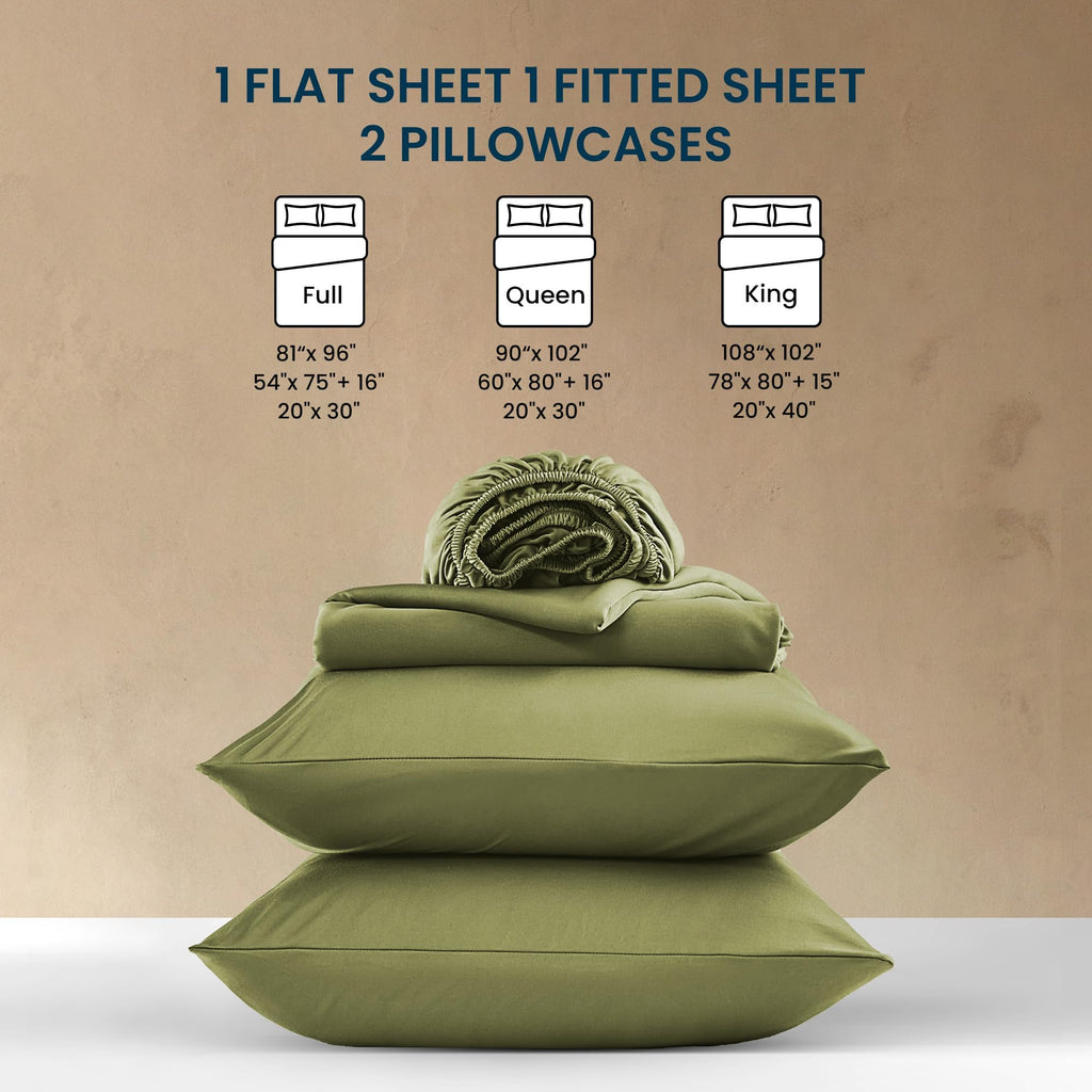 King Sheets Set Jersey Knit, 4 Pieces Soft Cooling Bedding Sheets Fade Resistant Easy Care with Deep Pocket 16''
