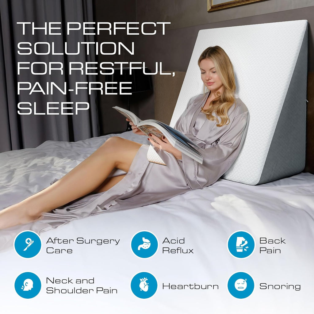 Kolbs Extra Wide Bed Wedge Pillow | Super Large, Memory Foam Top and Jacquard Cover | for Sleeping Acid Reflux GERD