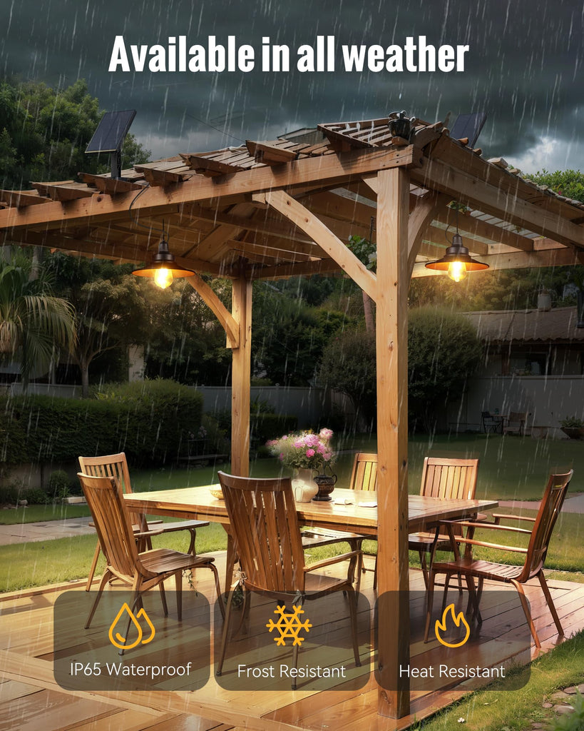 FabSty Solar Pendant Light Indoor Outdoor, Solar Shed Light with Pull Chain