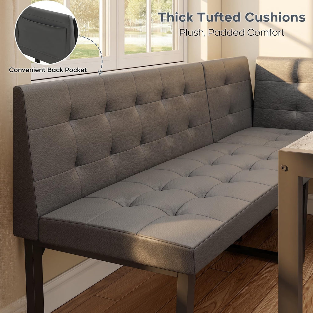 Corner Dining Table Set with Upholstered Banquette