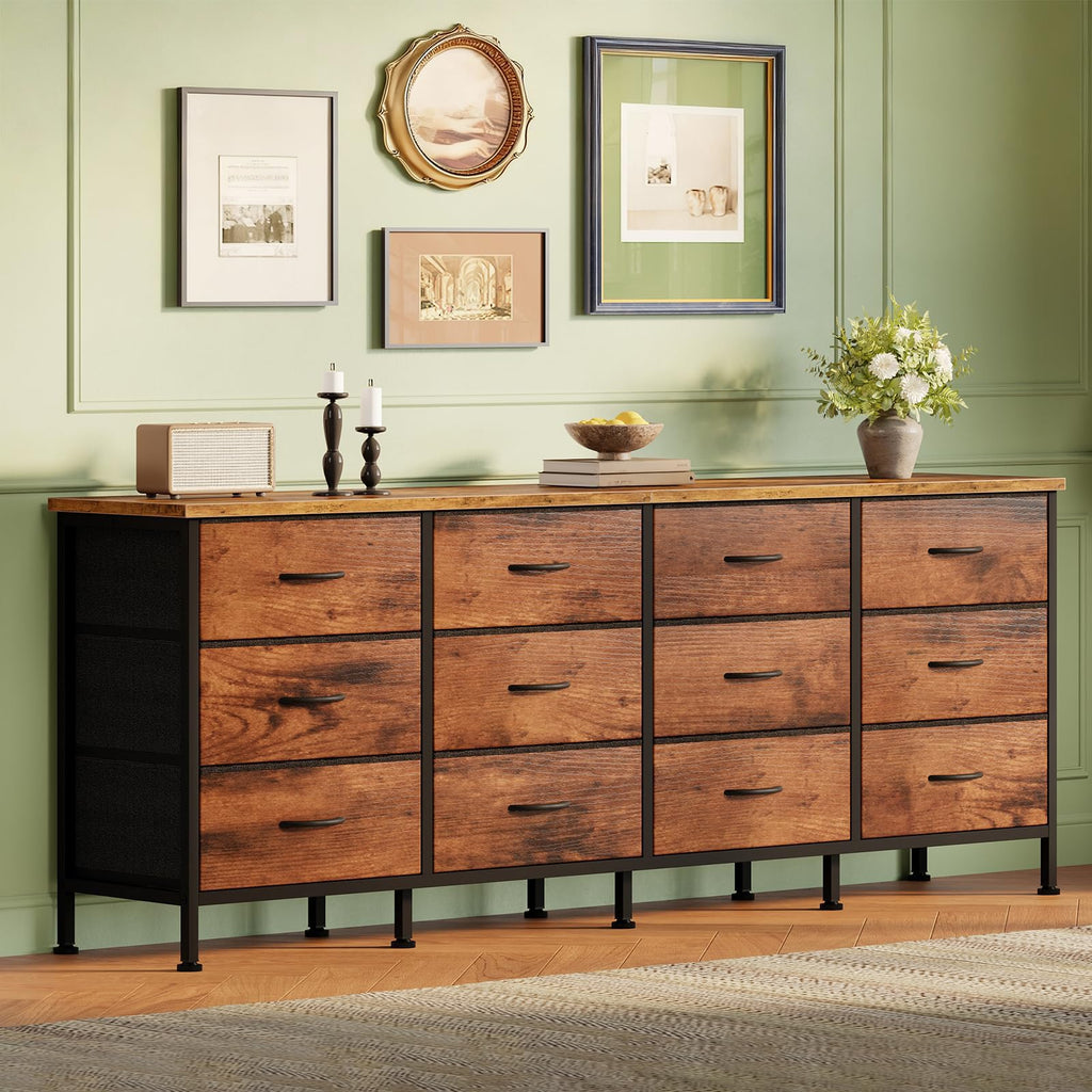 TV Stand with 12 Drawers, Storage Cabinet Media Console