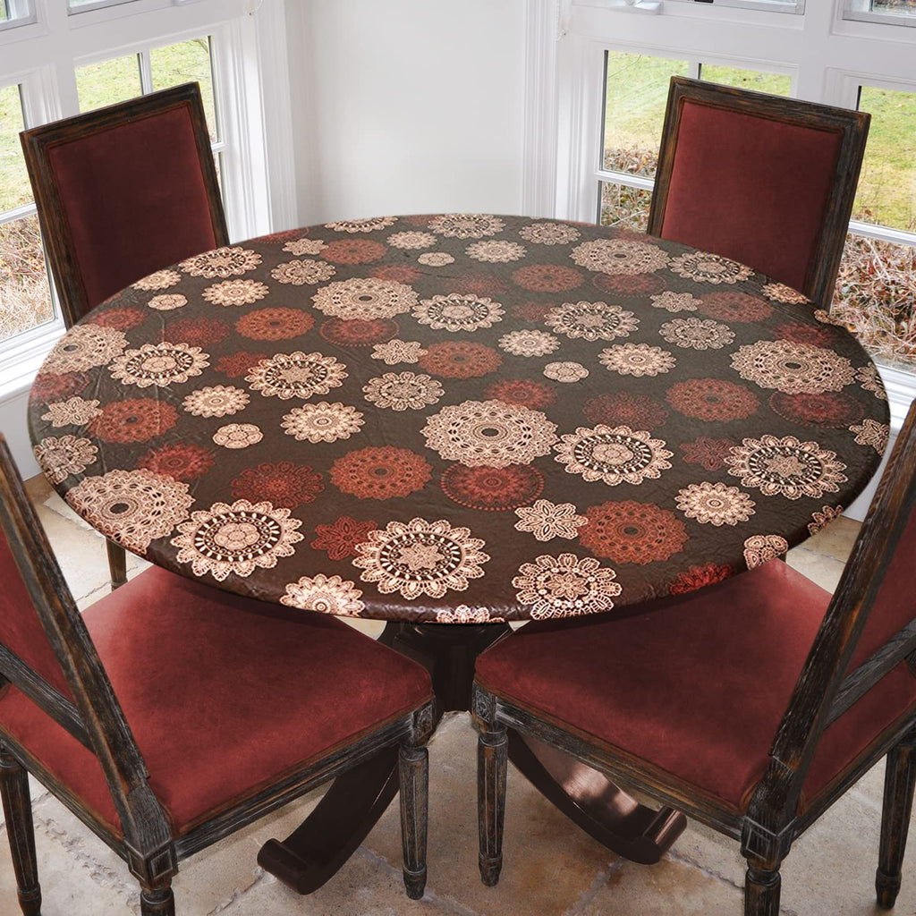 Round Tablecloth, Flannel Backed, Medallion Pattern