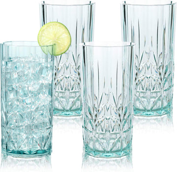 Shatterproof Tritan Plastic Tall Tumbler, Set of 4, 18oz - Myrtle Beach Drinking Glasses - Unbreakable Drinking