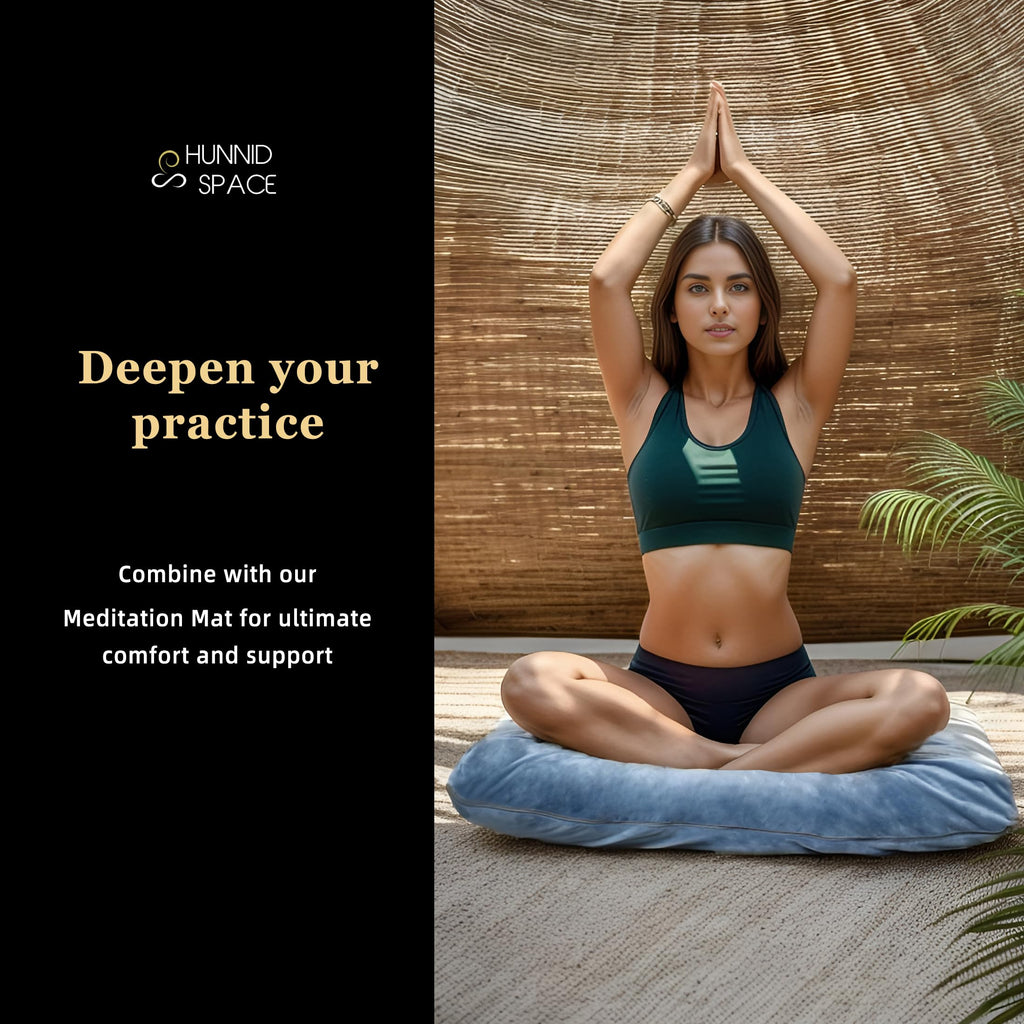 Meditation Cushion Set Zafu & Zabuton - Buckwheat Hull & Memory Foam, Adjustable Floor Pillow for Yoga, Meditation &