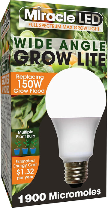 MiracleLED 604594 Multi-Plant Full Spectrum Grow Light Bulb, Single Pack, White 150W