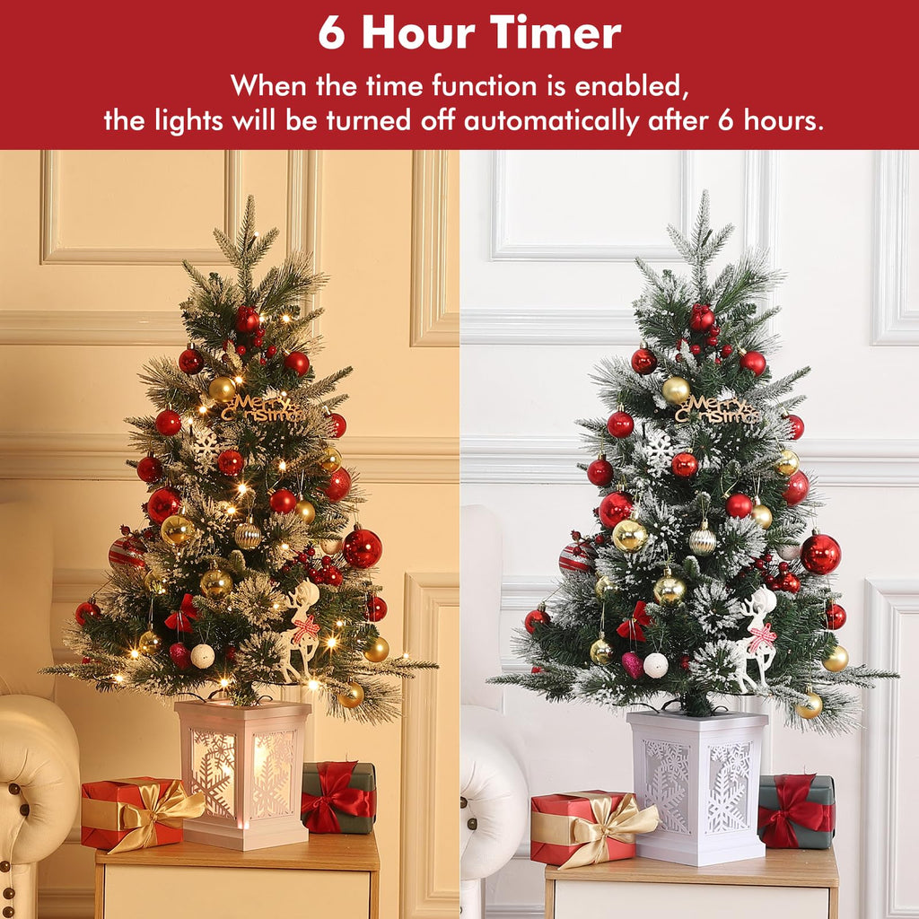 3ft Pre-Lit Artificial Mini Christmas Tree Set of 2, 78 LED Lights