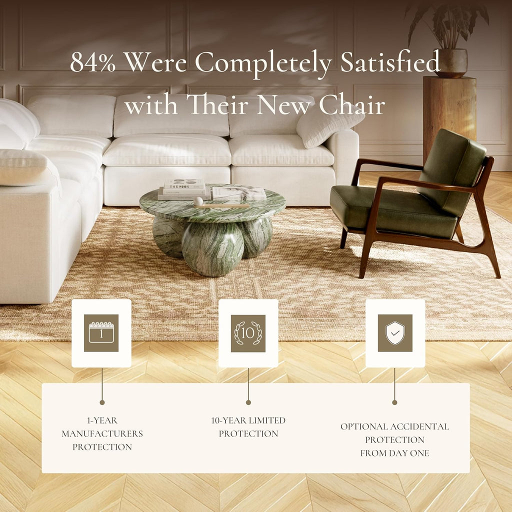 Verity Leather Accent Chair - Armchair with Walnut Wood Frame - Fashion-Forward Lounge Seating - Upholstered
