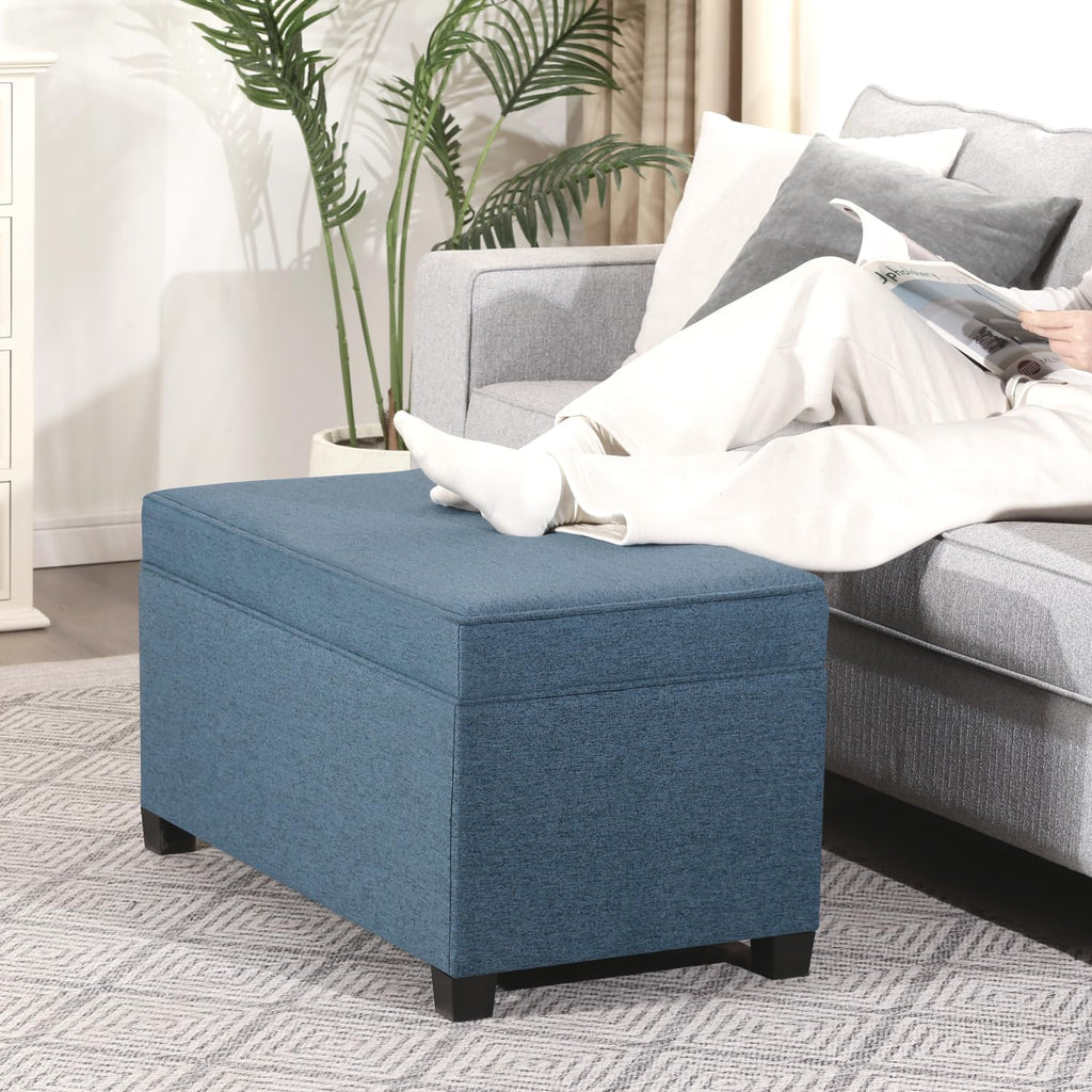 31 Inches Storage Ottoman Bench, Non-Folding End of Bed Foot Rest Stools Ottoman with Thicker Foam Padded Seat