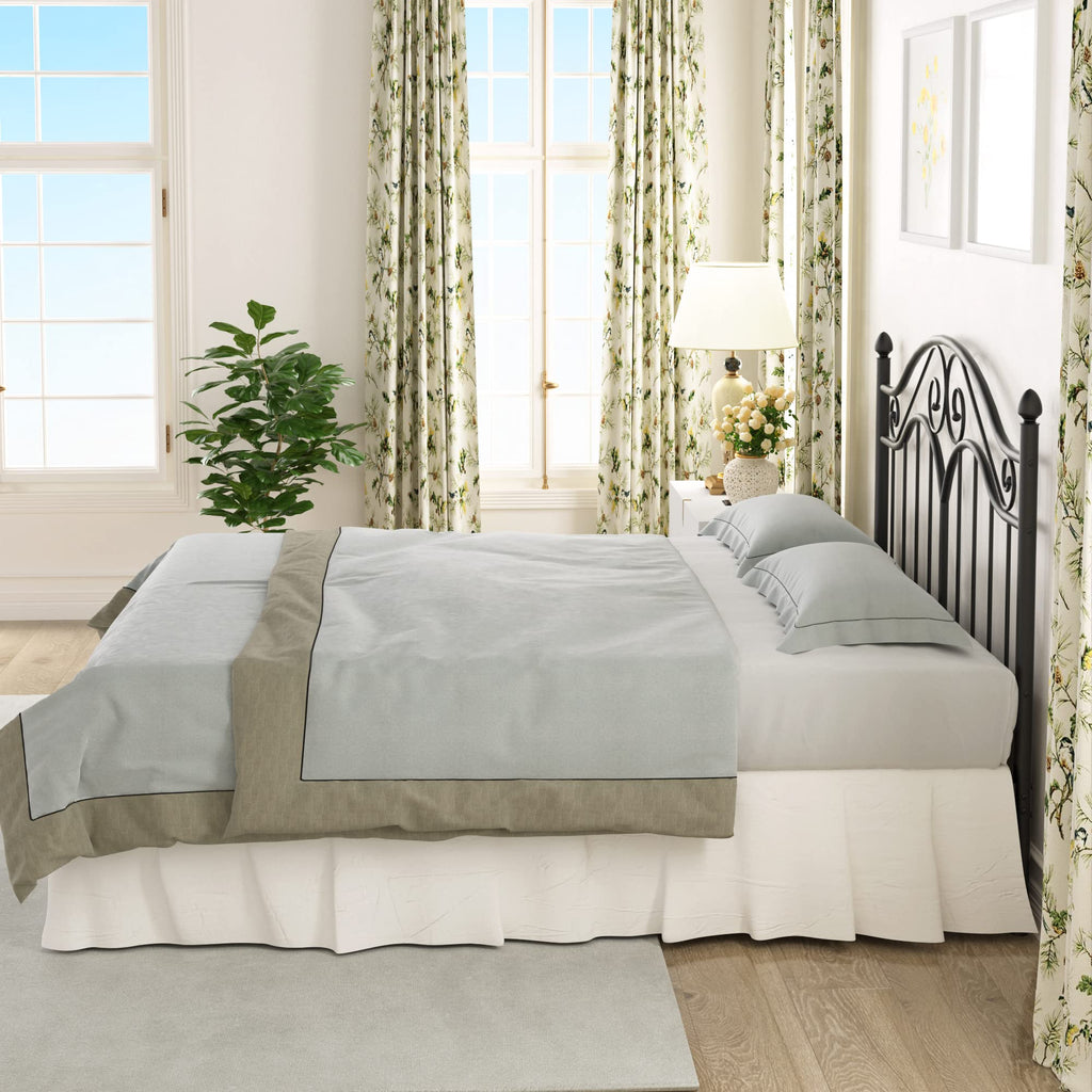 Metal Bed Frame with Vintage Headboard Platform Bed