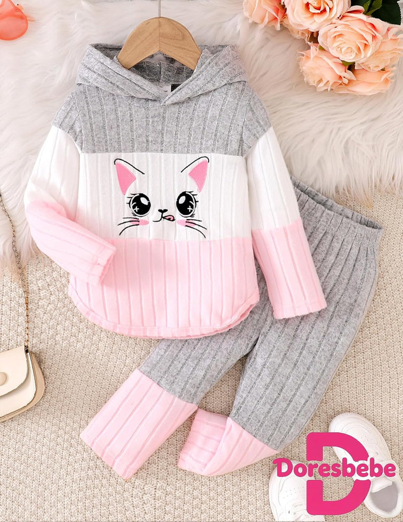Toddler Baby Girl Clothes Fall Winter Outfits Long Sleeves Hoodie Top Sweatpants Set Sweatsuit 2Pcs