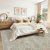 Area Rugs 9x12 Living Room Rug: Washable Geometric Moroccan Neutral Rugs Boho Modern Non Slip Area R