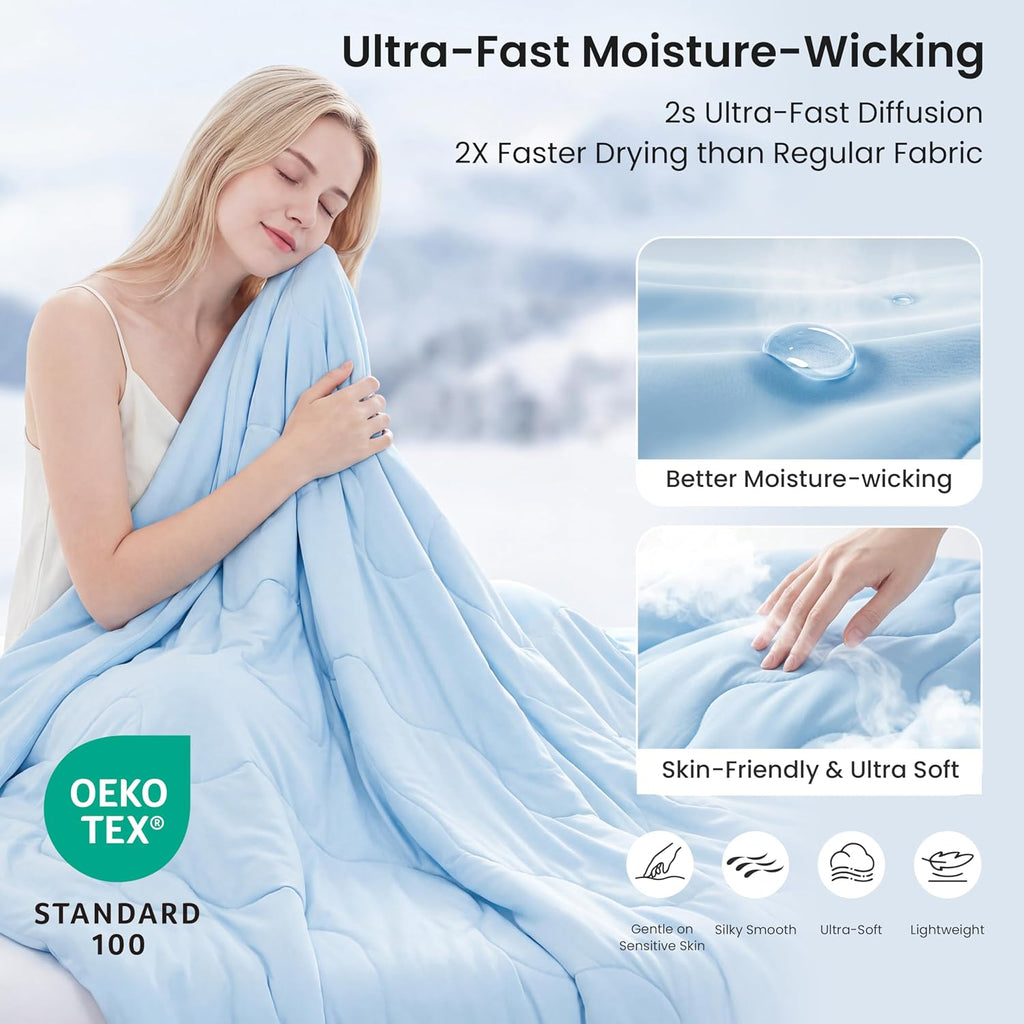 Cooling Comforter King Size, Double Sided Cooling Blankets for Hot Sleepers, Q-Max>0.4 Instant Cool-to-Touch, 2X