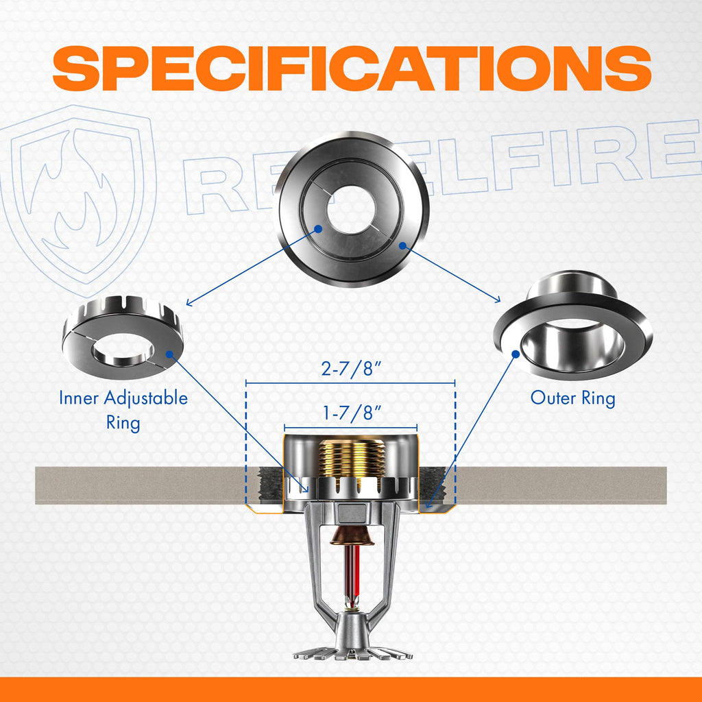 Retrofit Recessed Fire Sprinkler Escutcheon 3/4 in. IPS - Split 3 Piece in Chrome Plated - Depth Adjustment Range up