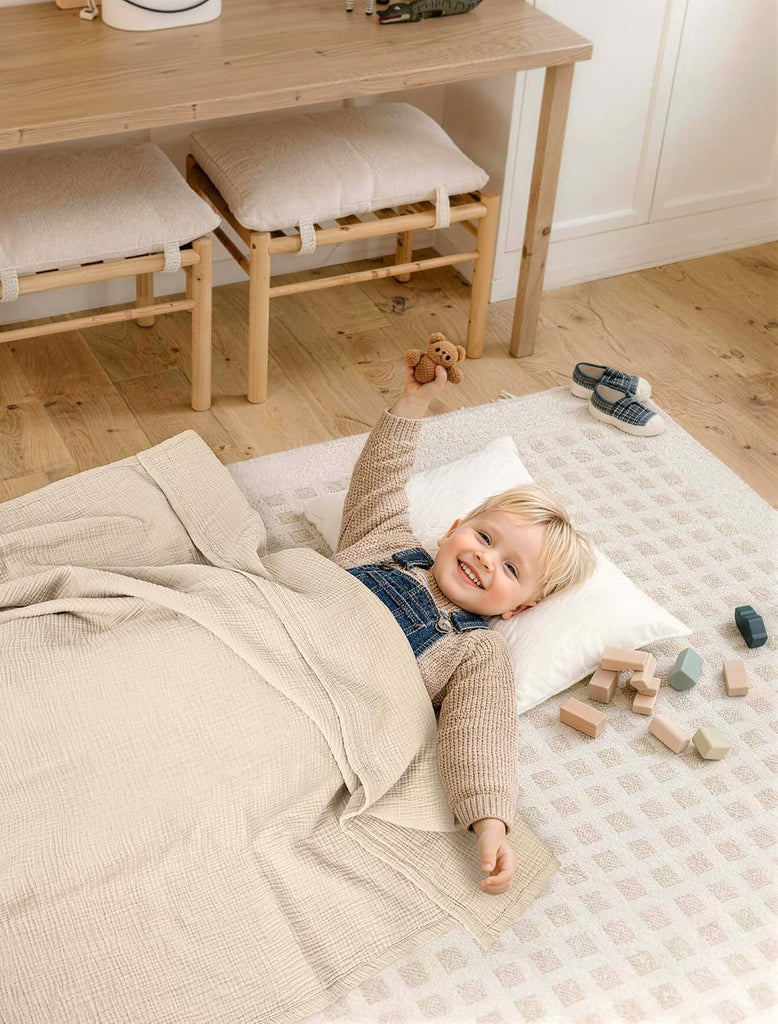 Muslin Baby Blanket Neutral: 100% Cotton Crib Blanket for Toddler