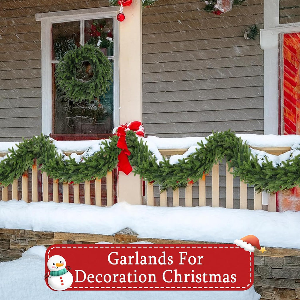 For Staircase Railing Soft Bendable Realistic Artificial Cedar Pine Winter Green Xmas Mantle Garland for Fireplace