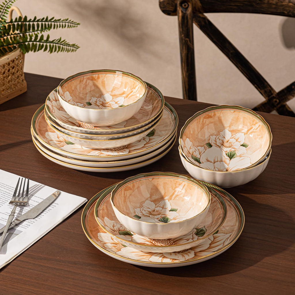 Ceramic Dinnerware Set, Series Western II(Camellia)