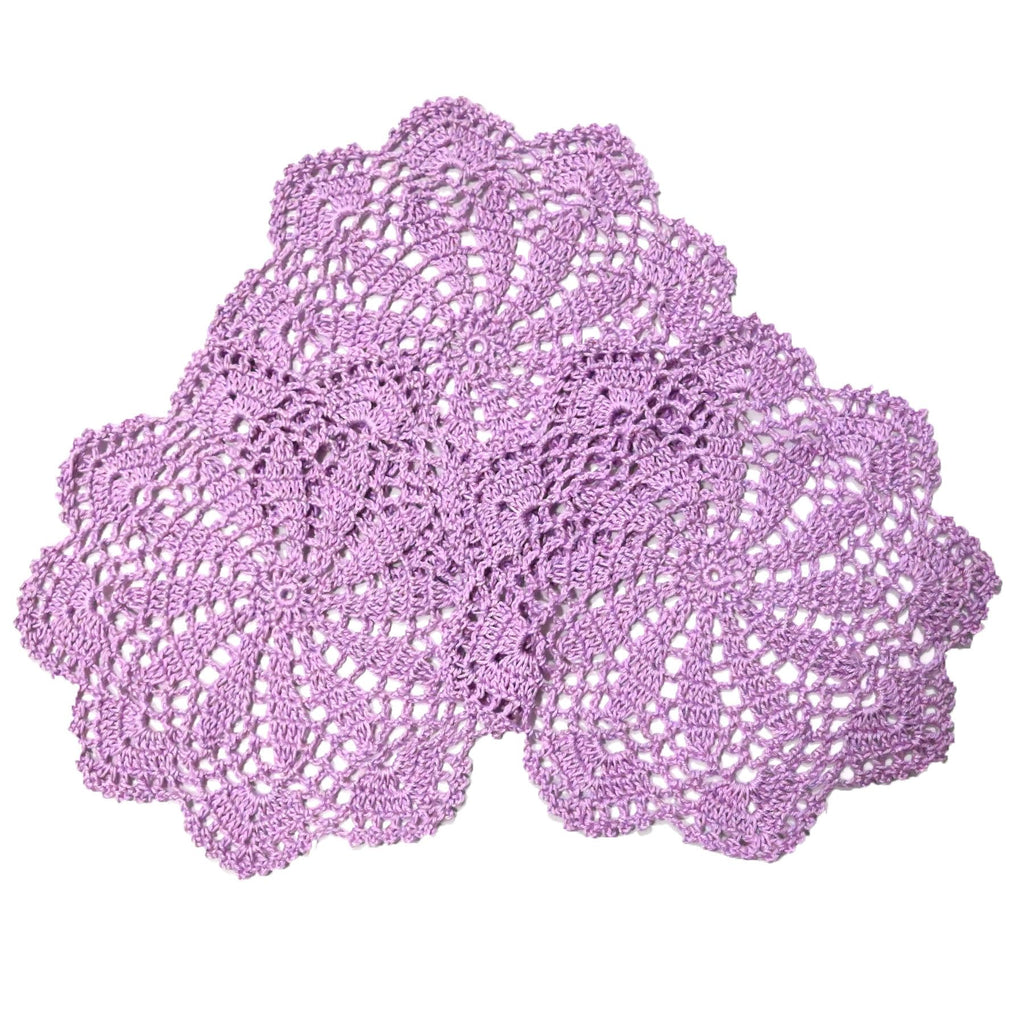 3 PCS 8 Inch Lace Doilies Tea Cup Coasters Handmade Crochet Daisy Flower Placemats (Light Purple)