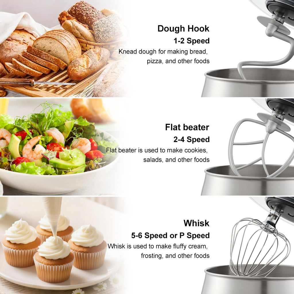 6-Speed 5.3QT+3.2QT Two-Bowl Stand Mixer, SAKURA PINK
