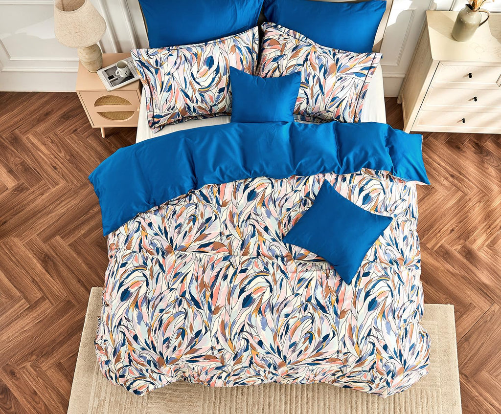 Luxury 600 Thread Count Cotton Sateen Duvet Cover Set, Buttery Soft & Silky Breathable Bedding, Reversible