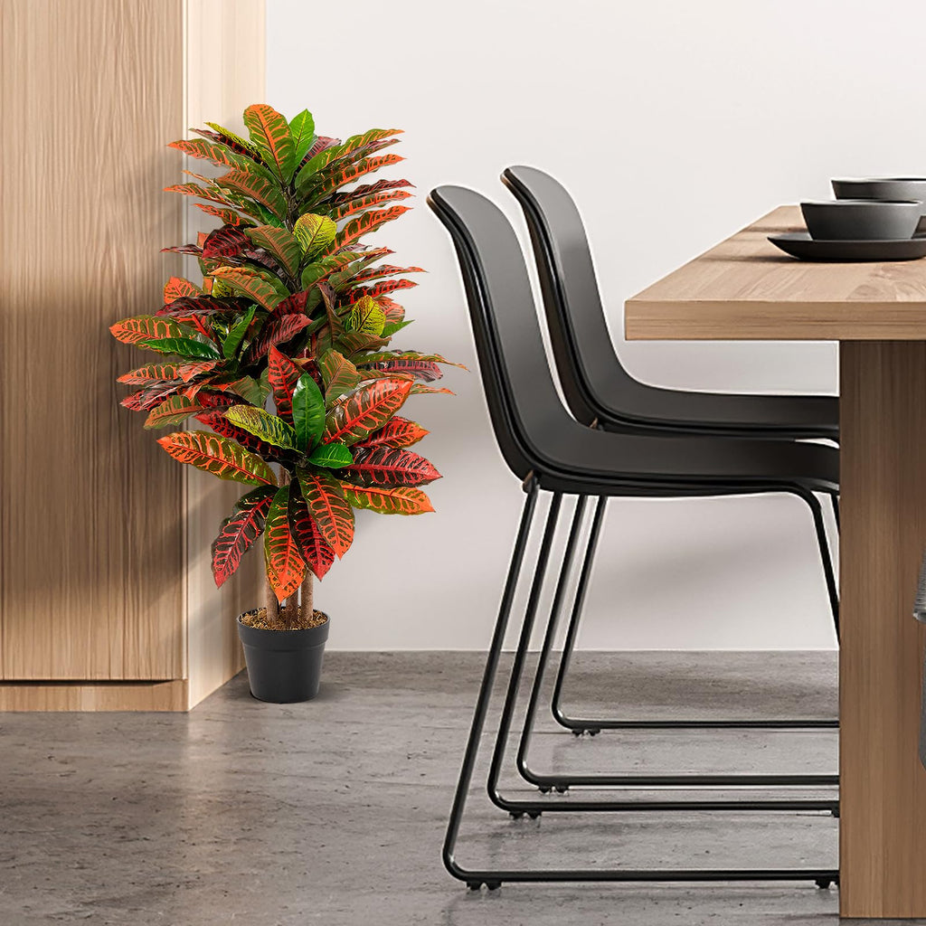 Artificial Croton Palm Tree, 40'' 2 Pack Tall Lush Faux Tree in Pot
