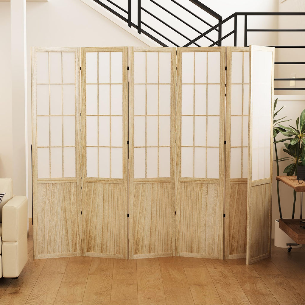 5.6FT Room Divider and Folding Portable Partition Screen, Chinese Japanese Shoji Style for Room Separation - 6 Panel
