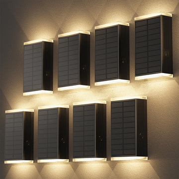 Solar Wall Light Outdoor, 3000/4000/6000K 3 Modes Dusk to Dawn Lighting Wall Sconce IP67 Waterproof Up and Down
