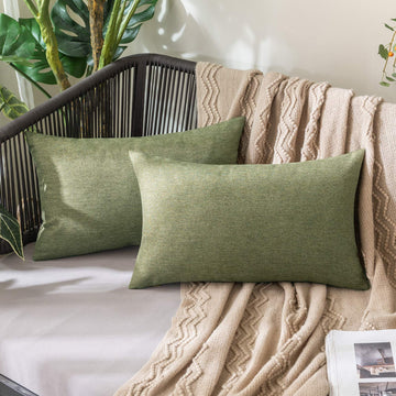Decorative Outdoor Pillow Covers Christmas Lumbar 12x20 Dark Green