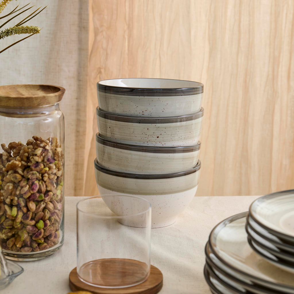 Harlow 24-Piece Dinnerware Set Earthenware, Stoneware Dish Set for 8, Plates and Bowls Set, Microwave and Dishwasher