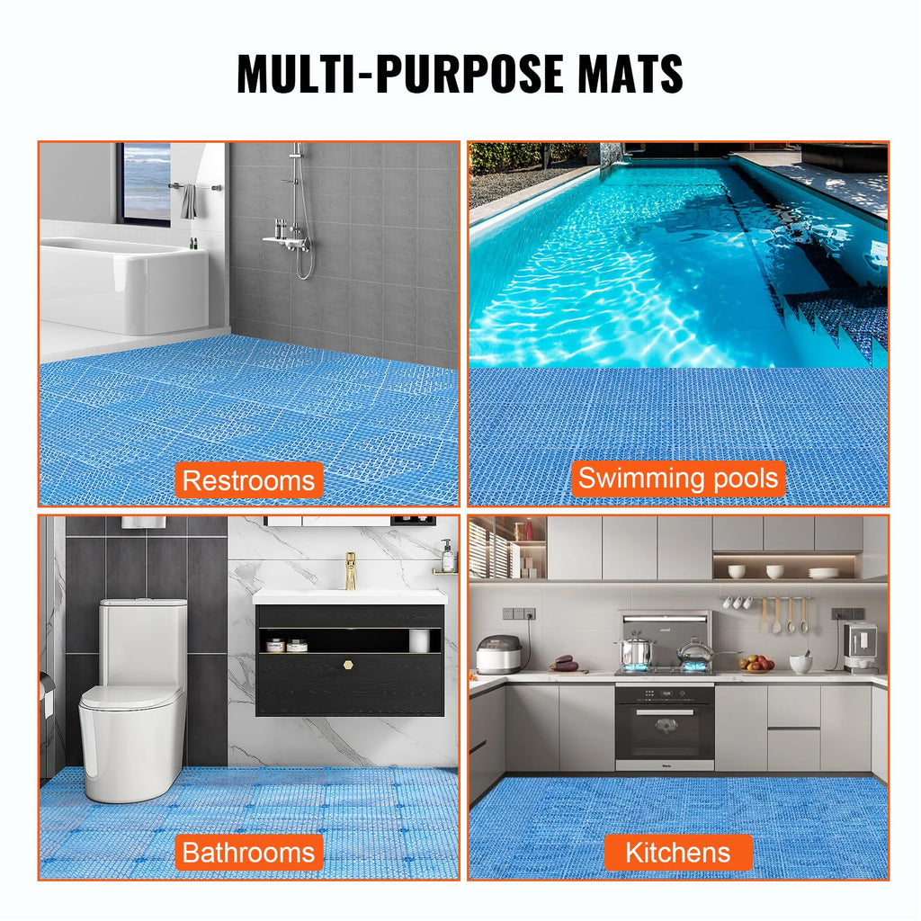 Interlocking Tiles 55 PCS Blue, Drainage Tile 12x12x0.5 Inches, Outdoor Floor Interlocking Deck Tile, Flooring for