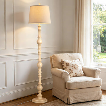 61" Vintage Floor Lamp, Farmhouse Lamps, Cream White