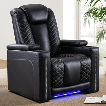 Home Theater Seating with USB Ports and Cup Holders