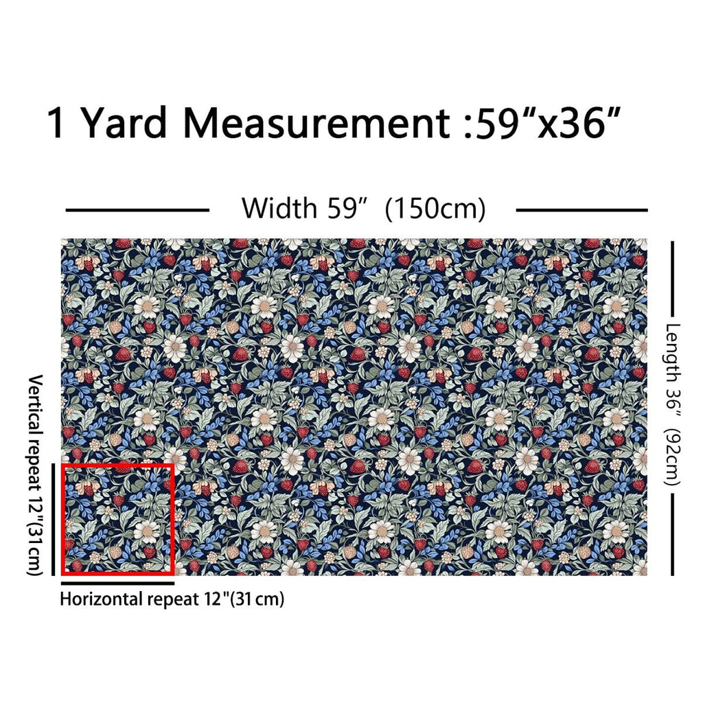 Blue Red Garden Flowers Women Floral Fabric by The Yard