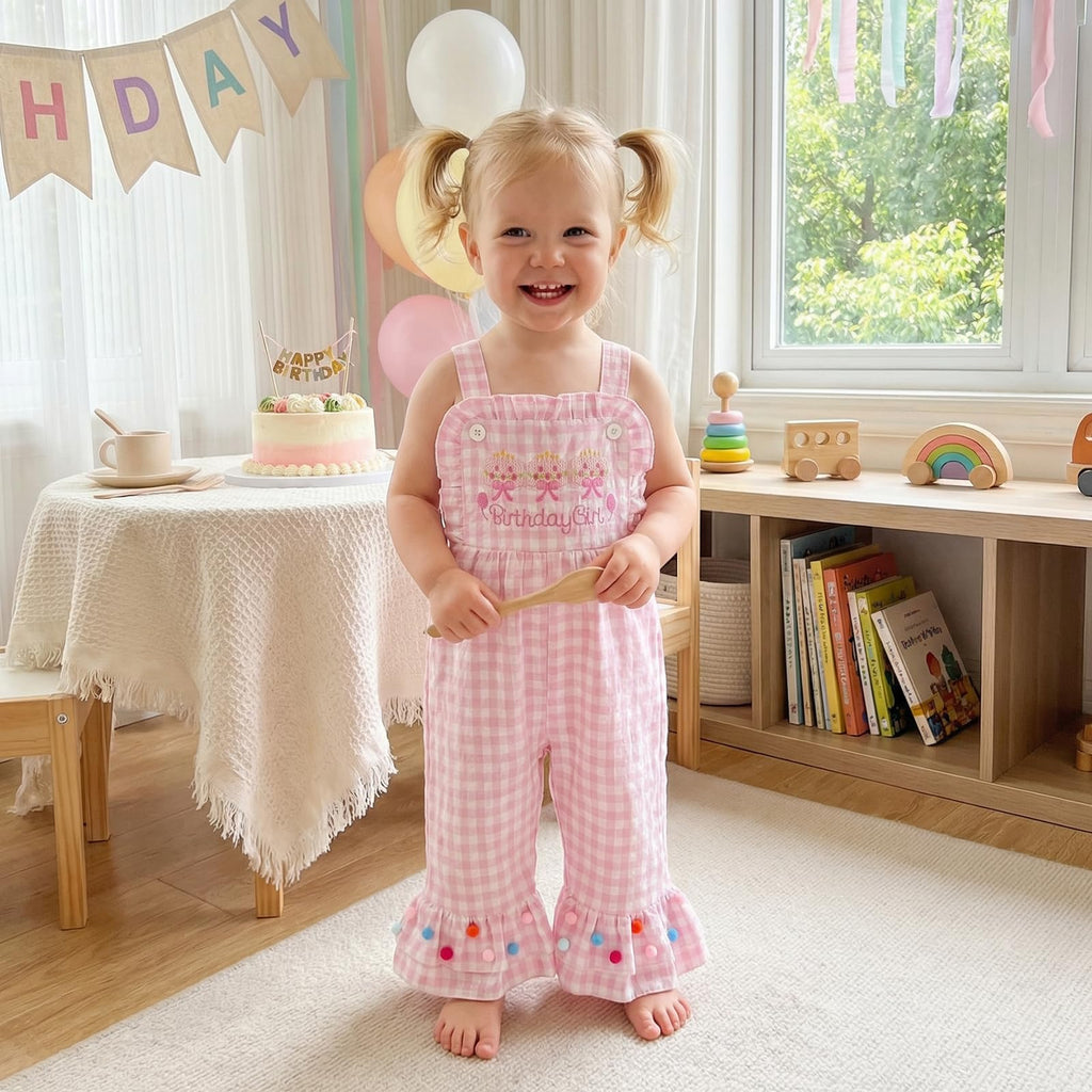 Toddler Baby Girl Easter Outfit Bunny Overalls Bell Bottoms Rabit Romper Jumpsuit Old Clothes (Birthday
