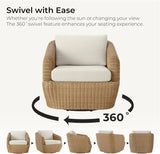5 Pieces Patio Wicker Furniture Set, Outdoor Rattan Bistro Set with Removable Thickened Cushions
