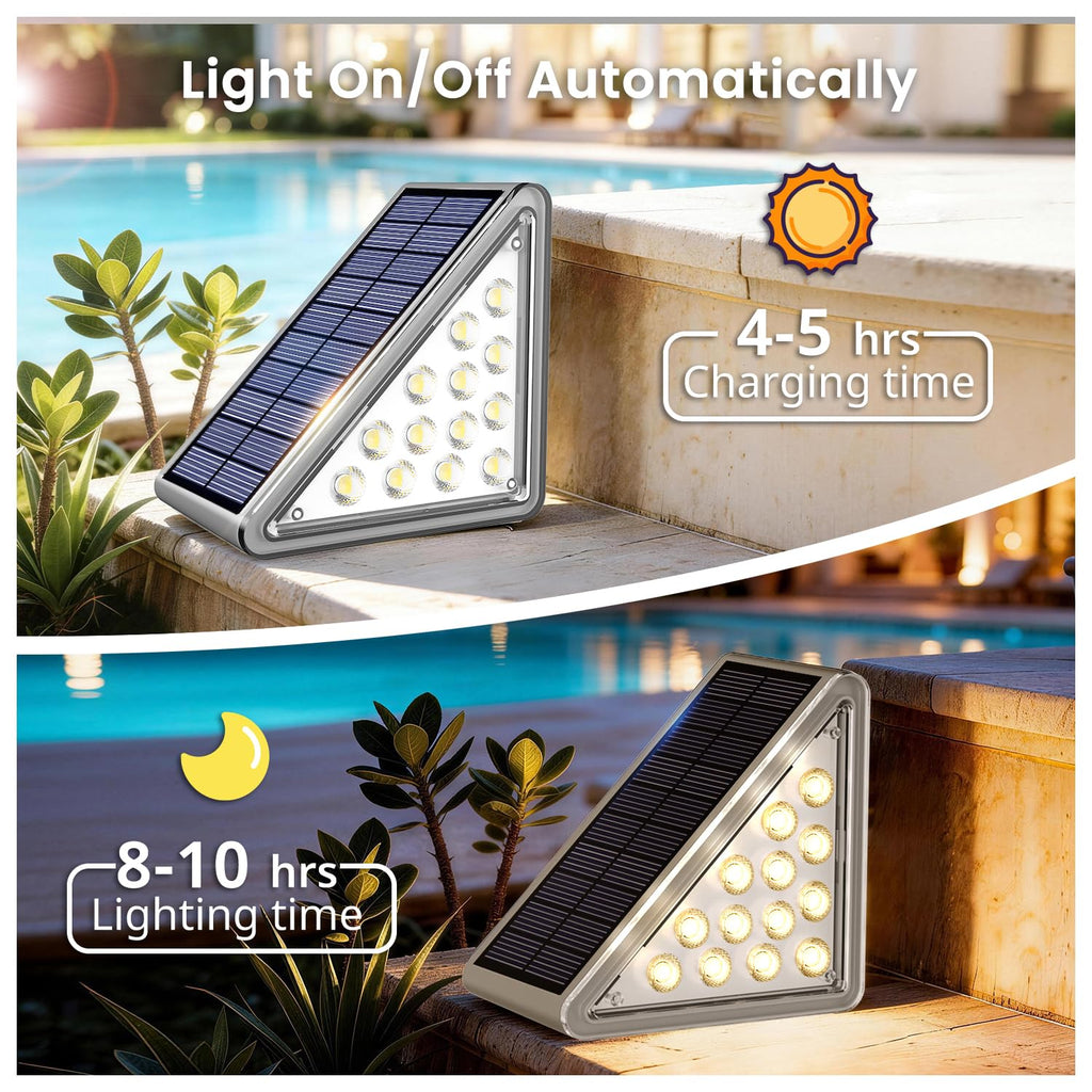 6 Pack Solar Step Lights Outdoor Waterproof, Solar Stair Lights,Gray