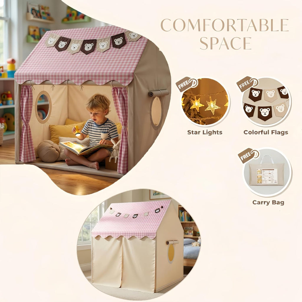 Kids Play Tent Indoor Outdoor Playhouse with Star Lights