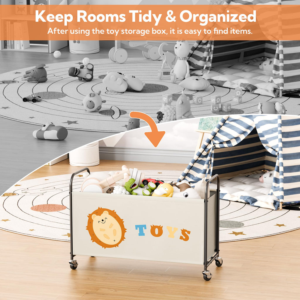 Large Toy Box for Girls, Toy Chest Storage with Wheels