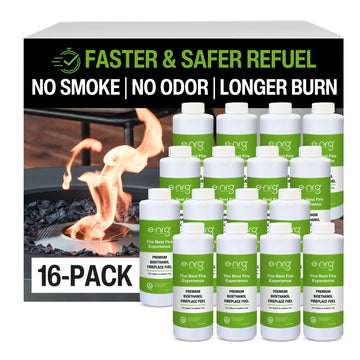 16 QUARTS Odorless, Smoke-Free Ethanol Fireplace Fuel | Best Flame, Fast Pour, Long Burn, Safety-Tested, Made in USA