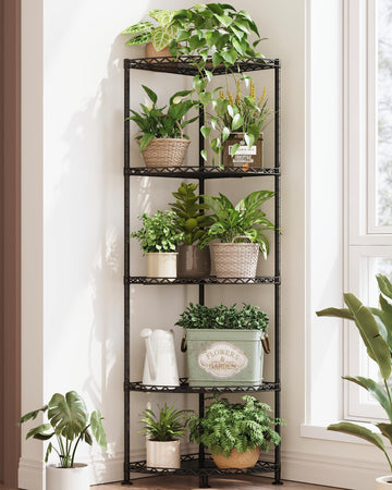Corner Shelf 5 Tier Stand, Black