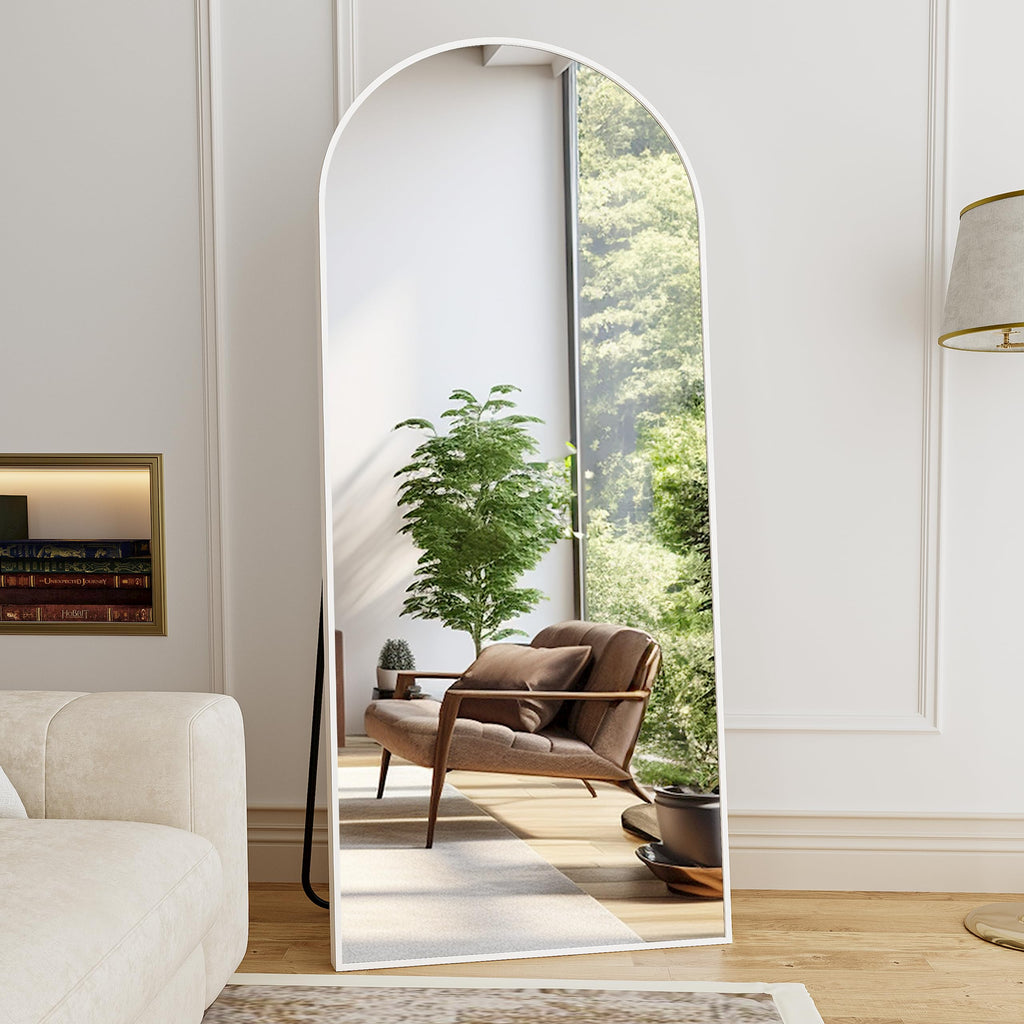 Arch Full Length Mirror, 76"x34" Standing Floor Body Mirror (White)