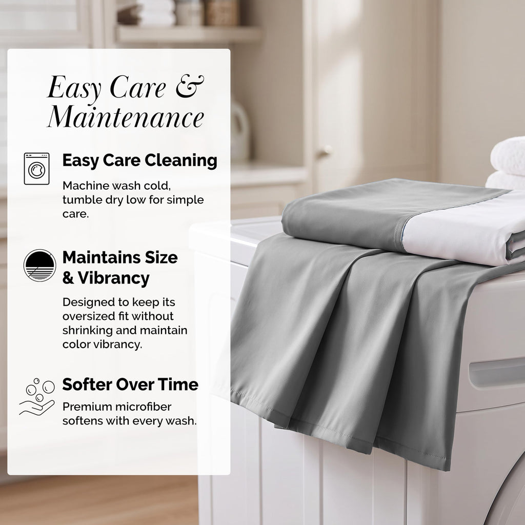 Microfiber Twin Bed Skirt 14 Inch Drop Split Corners Easy Care Steel Grey