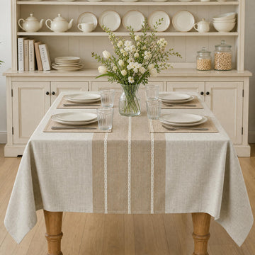 Coffee Rustic Burlap Tablecloth 60×84 Inch Rectangular