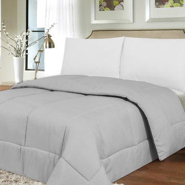 Luxurious Down Alternative Brushed Microfiber Comforter, Silver, Twin