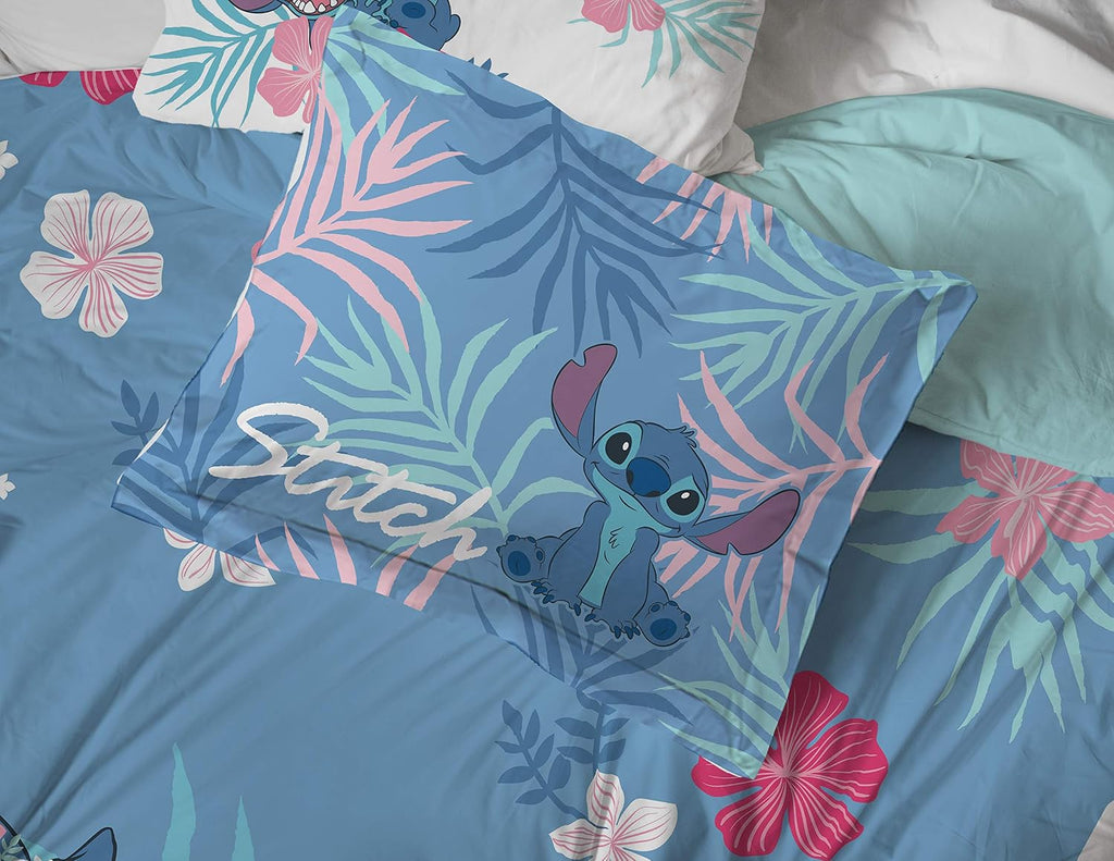 Lilo & Stitch Paradise Dream Full Comforter & Sham Set - Super Soft Kids Reversible Bedding - Fade Resistant