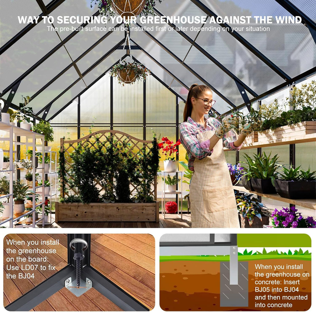 12x10x10 FT Extra Large Greenhouse for Outdoors, Heavy Duty | Easy Assembly, Reinforced Aluminum, Hybrid