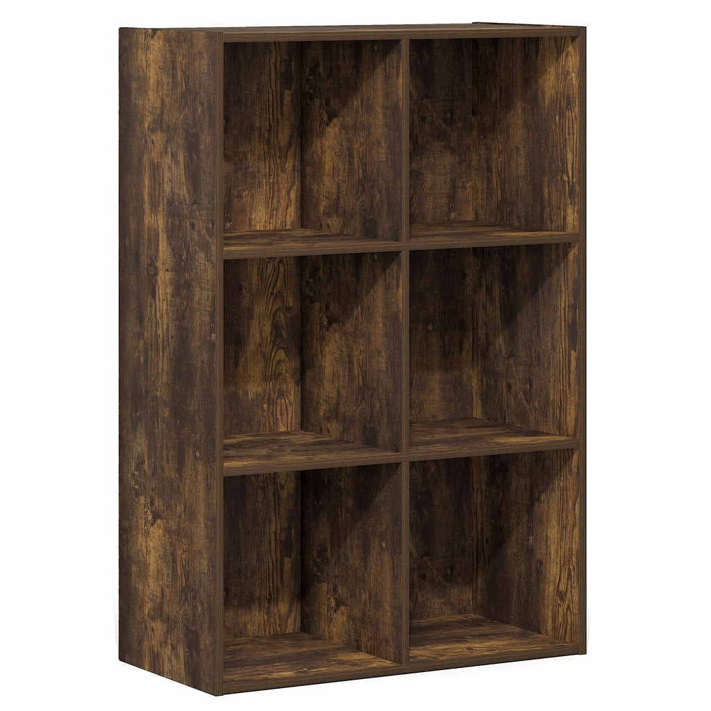 Book Shelf, 6-Cube Bookshelf, Bookcase, Amber Pine